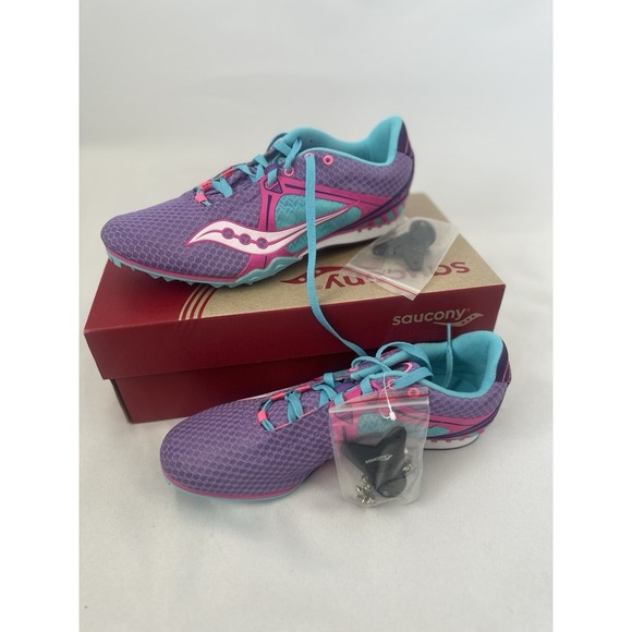 Saucony Shoes - NIB! Saucony Velocity 5 Track Cleats 10188-3 Purple Pink Blue, Sz:10.5 (b23)
